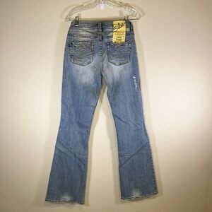 Silver Jeans Lola Flare Leg Distressed Mid Rise Jeans Women Size 27 NWT Casual